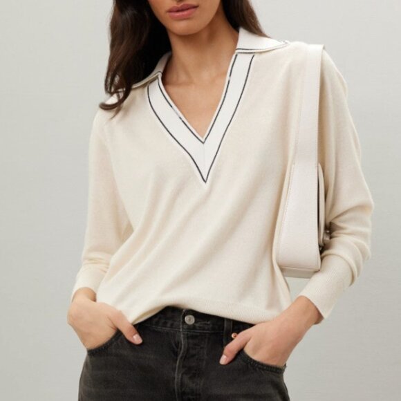 SANDRO Alizia V Neck Collared Sweater Size 1 - Picture 1 of 10